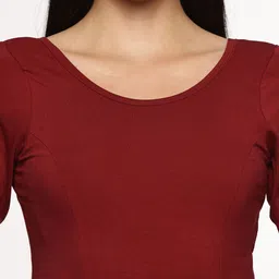 NOT YET by us Printed Round Neck Short Sleeves Stretchable Saree Blouse image 2