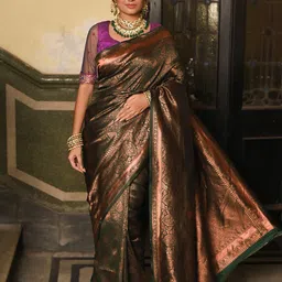 anouk rustic Anouk Ethnic Motif Woven Design Zari Art Silk Banarasi Saree-picture-32
