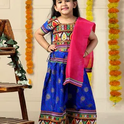 ahhaaaa Girls Embroidered Mirror Work Ready to Wear Lehenga & Blouse With Dupatta-picture-12