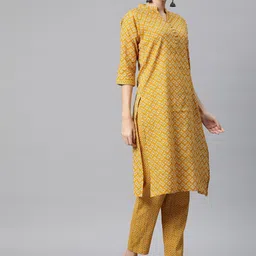 Readiprint Fashions Floral Printed Regular Kantha Work Pure Cotton Kurta with Trousers image 4