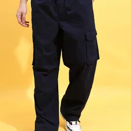 HIGHLANDER Men Cotton Parachute Drop Crotch Relax Baggy Fit Cargo Jogger Trousers-image-2