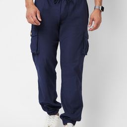 VASTRADO Men Mid-Rise Flat-Front Cotton Joggers-picture-26