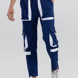 Snitch Men Blue & White Classic Cargos Trousers-image-43
