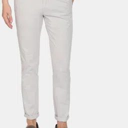 Arrow Sport Men Grey Solid Cotton Slim Fit Casual Trousers-picture-25