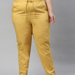 Go Colors Women Mustard Yellow Tapered Fit Chinos Trousers-picture-10