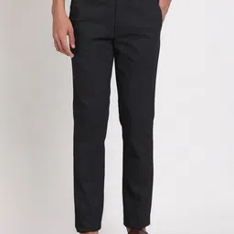 Turtle Men Mid-Rise Textured Smart Tapered Fit Chinos Trousers-image-57
