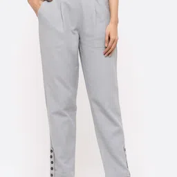 Jaipur Kurti Women Grey Regular Fit Solid Trousers-picture-20
