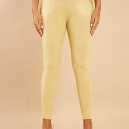 Soch Women Gold-Toned Blended Crepe Relaxed Trousers-picture-18