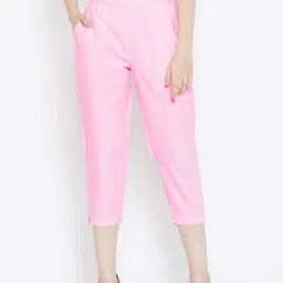 Bitterlime Women Pink Relaxed Pleated Cigerette Trousers-picture-32