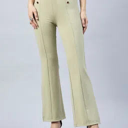 FEMEA Women Solid Slim Fit Mid-Rise Bootcut Trousers-picture-23