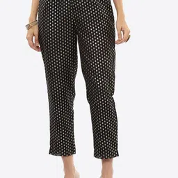Biba Women Black Printed Smart High-Rise Trousers-picture-34
