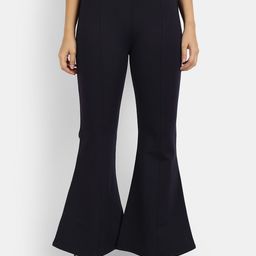 Next One Women Navy Blue Flared High-Rise Trousers-picture-44