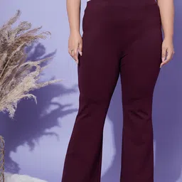 SASSAFRAS Curve Women  4-Way Stretch Bell Bottom High-Rise Trousers-image-33