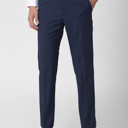 Van Heusen Men Navy Blue Checked Trousers-picture-17