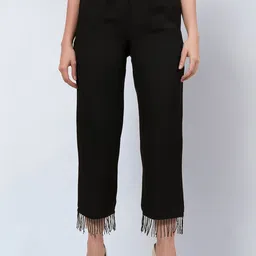 First Resort by Ramola Bachchan Women Smart Mid-Rise Linen Trousers-picture-16