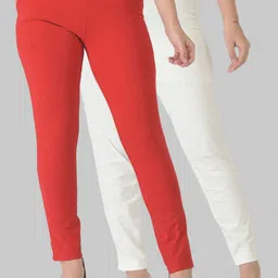Dollar Missy Women Pack of 2 Red Relaxed Wrinkle Free Cotton Trousers-picture-10