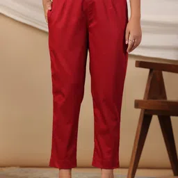 Juniper Women Mid-Rise Comfort Slim Fit Pleated Cigarette Trousers-picture-10