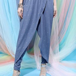 Vishudh Women Blue Geometric Printed Pleated Trousers-picture-30