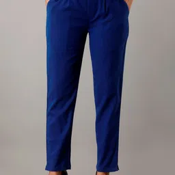 HERE&NOW Women Relaxed Pleated Cotton Formal Trousers-image-8