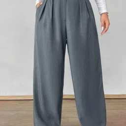 Next One Women Smart High-Rise Easy Wash Pleated Trousers-picture-33