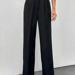 Next One Women Smart Loose Fit High-Rise Easy Wash Pleated Trousers-picture-36