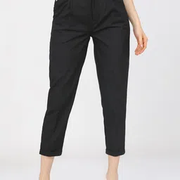 Tokyo Talkies Women Tapered Fit Pleated Regular Trousers-image-8