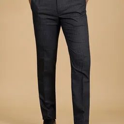 Greenfibre Men Checked Slim Fit Mid-Rise Formal Trousers-picture-11