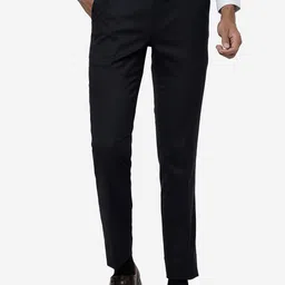 METAL Men Blue Slim Fit Formal Trousers image 1