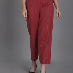 Enchanted Drapes Women Self Design Tailored Slim Fit Mid-Rise Cotton Culottes Trousers-picture-40