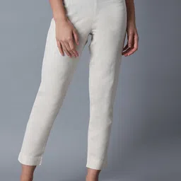 W Women White Slim Fit Trousers-picture-50