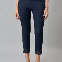 W Women Mid Rise Slim Fit Plain Cotton Regular Trousers-picture-42