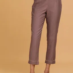 W The Folksong Collection Women Brown Slim Fit Ethnic Trousers-image-18