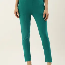 De Moza Women Slim Fit Mid-Rise Cropped Cotton Cigarette Trousers-image-80