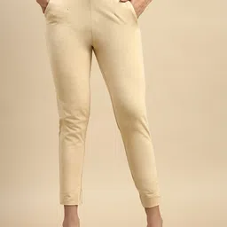 De Moza Women Mid-Rise Cotton Slim Fit Regular Trousers Trousers-picture-37