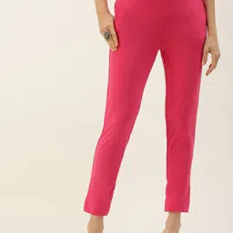 De Moza Women Slim Fit Mid-Rise Cotton Trousers-image-92