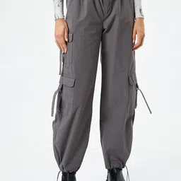 Koton Women Mid-Rise Pure Cotton Trousers-picture-28