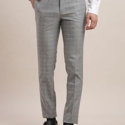 Turtle Men Checked Tailored Skinny Fit Formal Trousers-picture-26