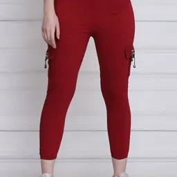 BUY NEW TREND Women Maroon Comfort Slim Fit Joggers Trousers-picture-29