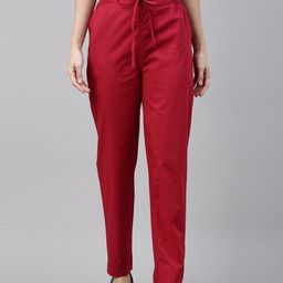 Go Colors Women Red Tapered Fit Trousers-picture-42