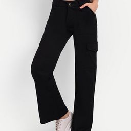 Next One Women Smart Straight Fit High-Rise Easy Wash Cotton Casual Knitted Cargo Trouser-picture-26
