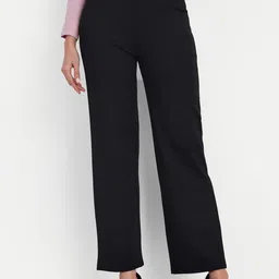 Next One Women Smart Straight Fit High-Rise Easy Wash Formal Trousers-picture-15
