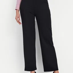 Next One Women Smart Straight Fit High-Rise Easy Wash Formal Trousers image 1