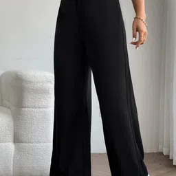 BROADSTAR Women Smart Loose Fit High-Rise Easy Wash Parallel Trousers-picture-29