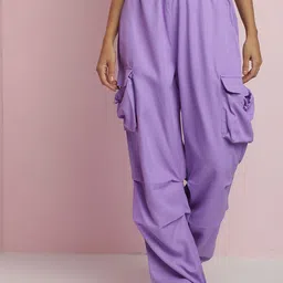 Kotty Women Relaxed Loose Fit High-Rise Cargos-image-42