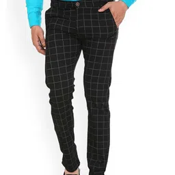 FUBAR Men Checked Relaxed Slim Fit Easy Wash Trousers-picture-15