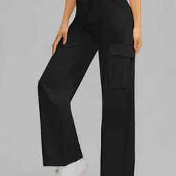 Next One Women Striped Relaxed Straight Leg Loose Fit High-Rise Easy Wash Cargos-image-90
