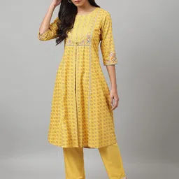 W Festive Floral Print Rayon Kurta With Straight Pant-picture-19