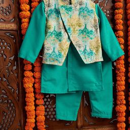 Stylo Bug Boys Pure Cotton Kurta with Trousers-picture-0