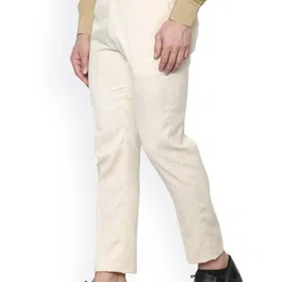 AD & AV Men Cream-Coloured Classic Easy Wash Formal Trousers image 4