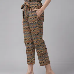 KALINI Women Zig-Zag Printed Cotton Trousers image 2